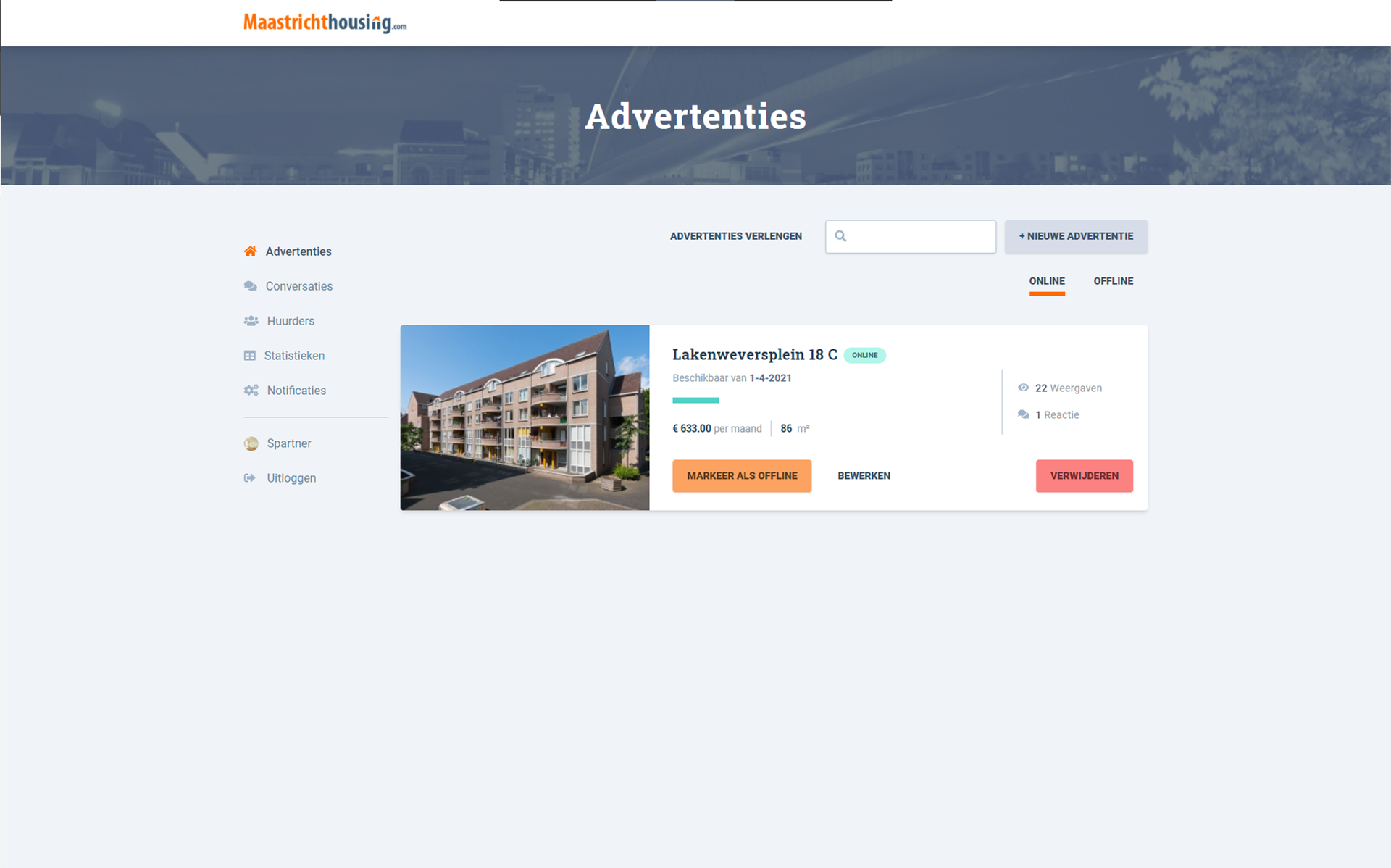 Verhuur, contract en betalingsplatform Maastrichthousing