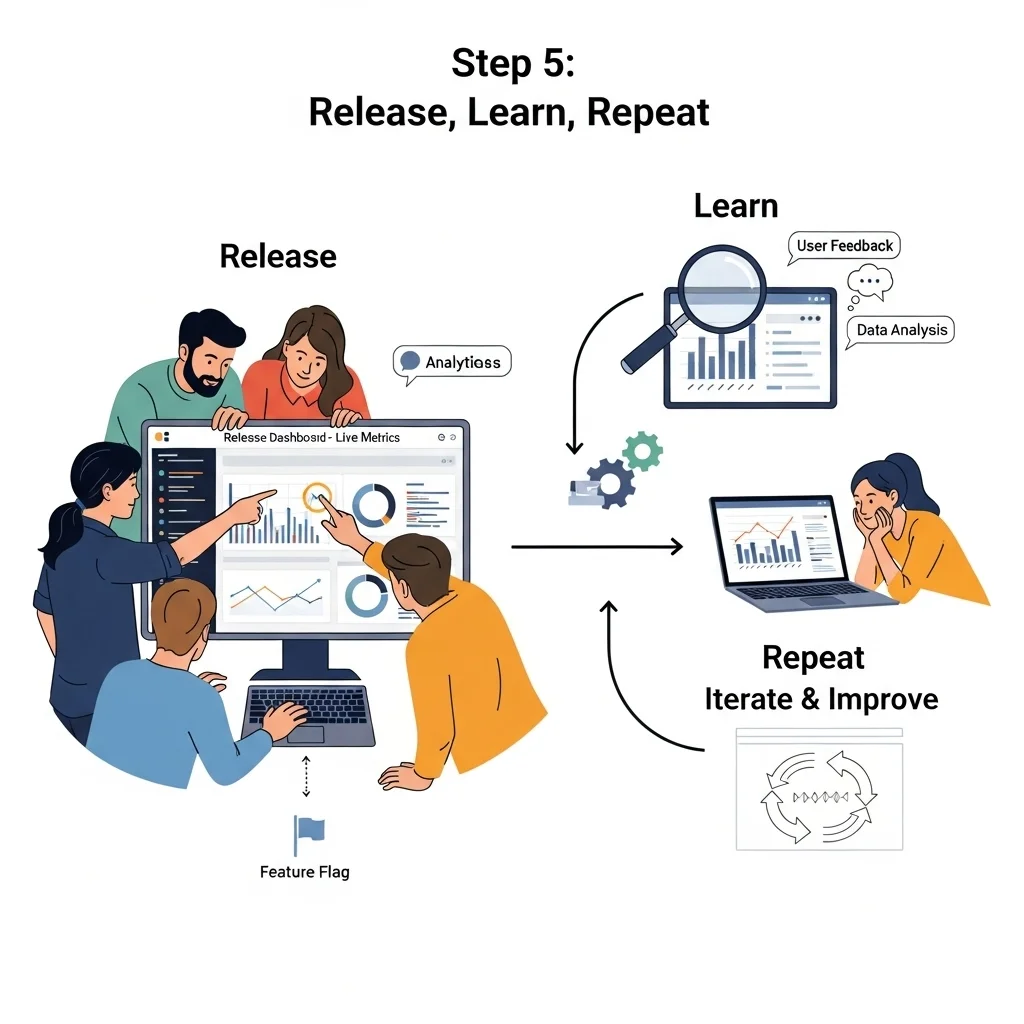 Stap 5 — releasen, leren, herhalen